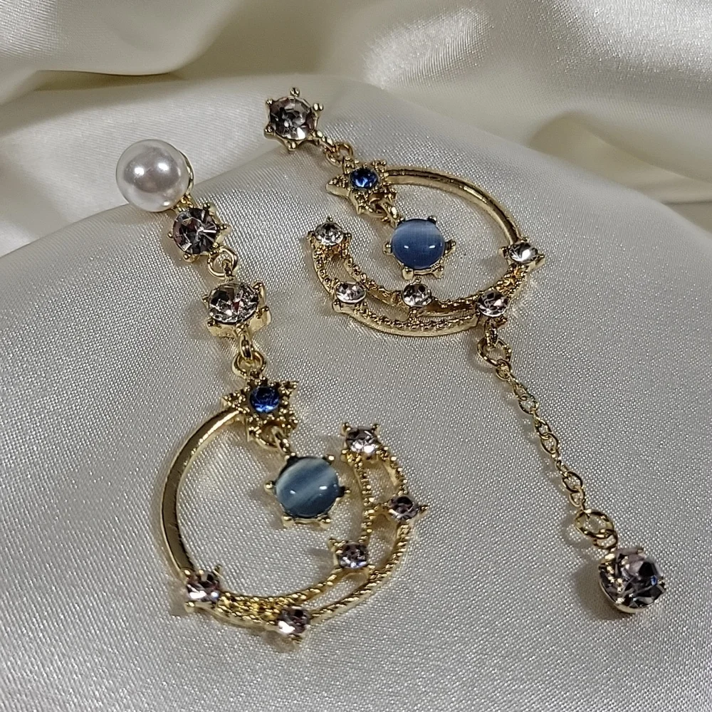 Celestial Embellished Drop Earrings, S925 - Picture 6 of 9